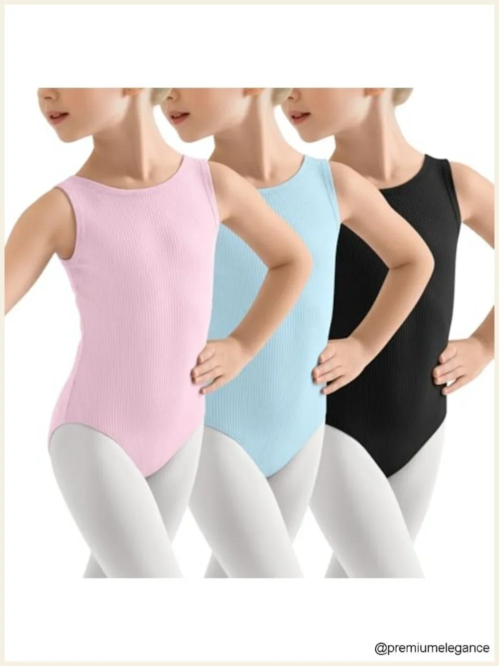 3 Pack Girls Cotton Ballet Leotards Toddler Tank Gymnastics Ribbed Bodysuit